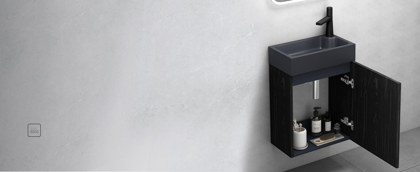 glasvilla Ensemble de Meubles de Salle de Bain avec Meuble Sous-Vasque Lavabo Anthracite Mat et Miroir de Salle de Bain LED 46x26x63 cm Pisa