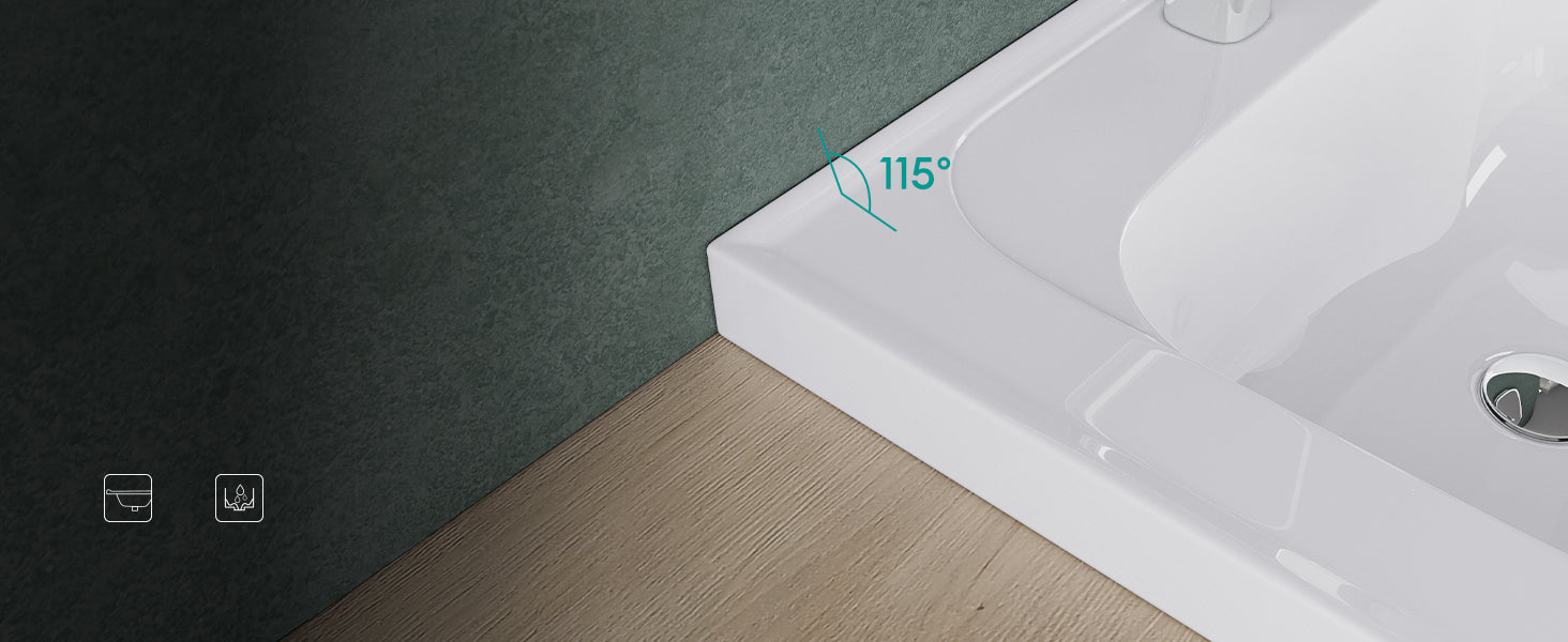 Lavabo Empotrado Glasvilla Col3601 Mineral Cast Rectangular Blanco Brillante