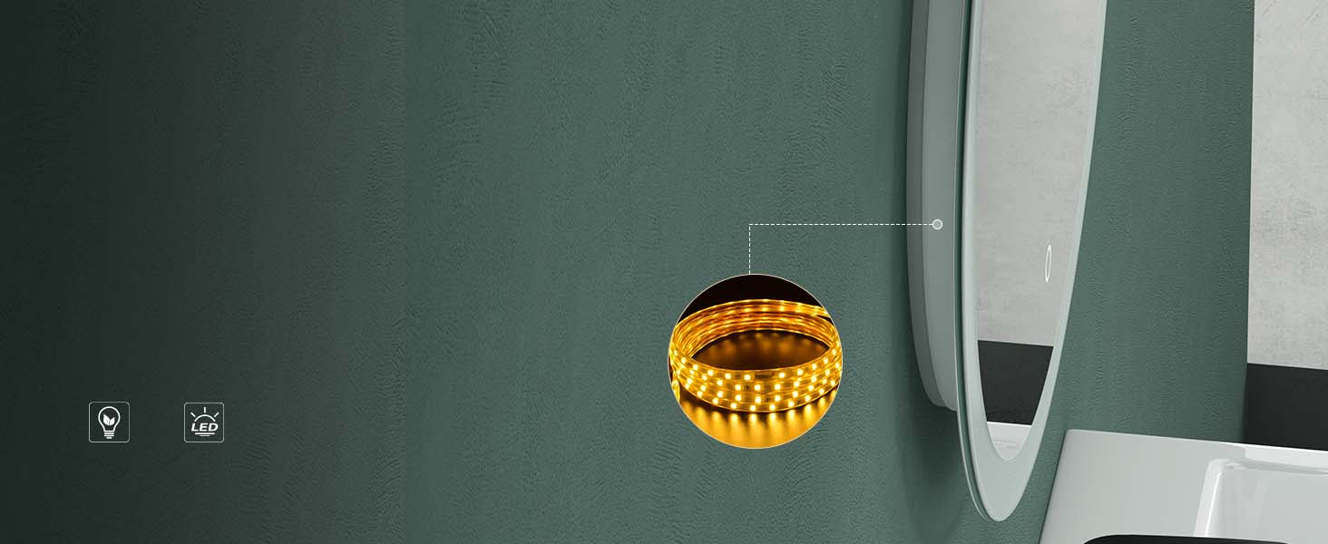 glasvilla Wandspiegel Badezimmer Spiegel LED runder Lichtspiepgel LED Bad-Spiegel mit Touchschalter, Antibeschlag durch Antifog-Schicht LED-Spiegel 05