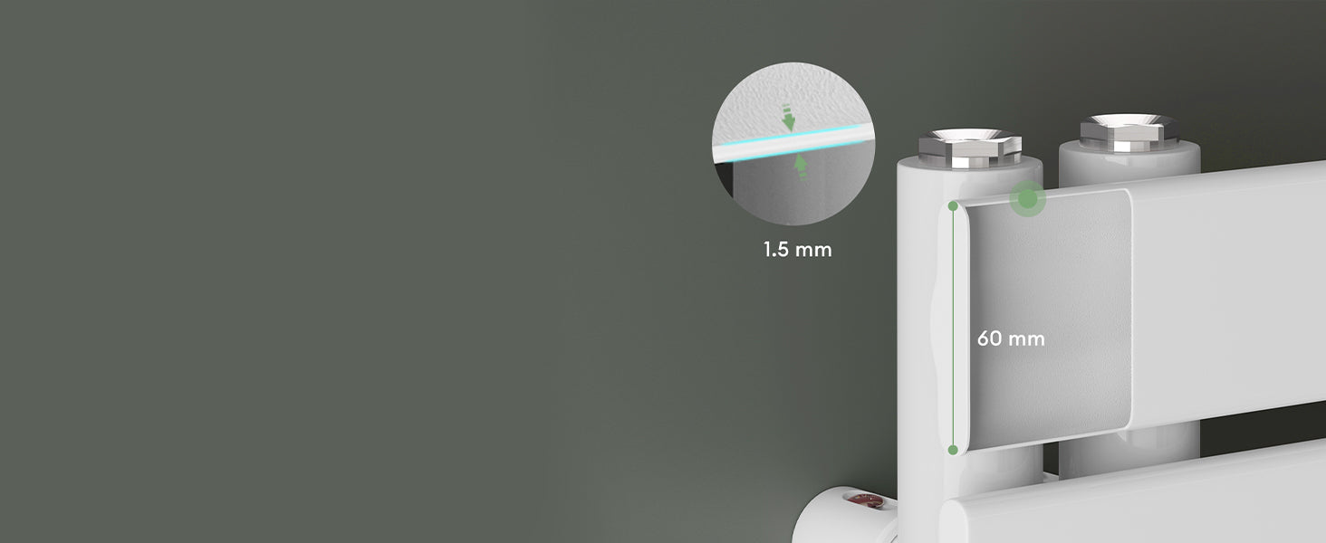 glasvilla Radiateur de Salle de Bain Branchement Latéral Électrique Radiateur Sèche-Serviettes Chauffage de Salle de Bain FN avec Résistance 02
