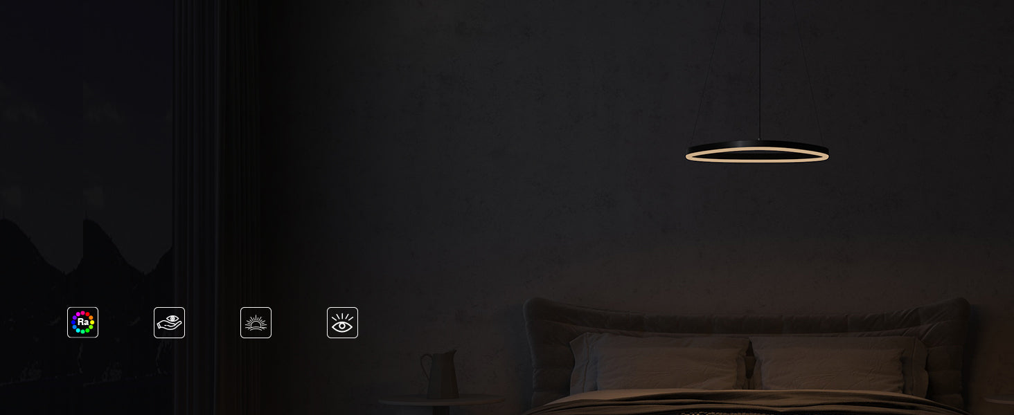 Suspension Glasvilla 50 cm, lampe LED suspendue, design ondulé dynamique, température de couleur réglable 3000K/4000K/6000K, câble 16W, idéale pour salle à manger, salon ou chambre.