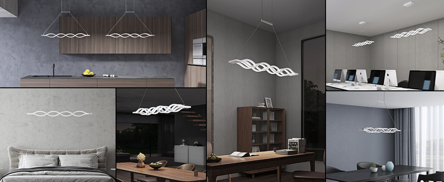 glasvilla Suspension 106cm LED Lampe suspendue dimmable avec télécommande 3000K/4000K/6000K Câble réglable 60W Blanc Luminaire suspendu Alivetta3301