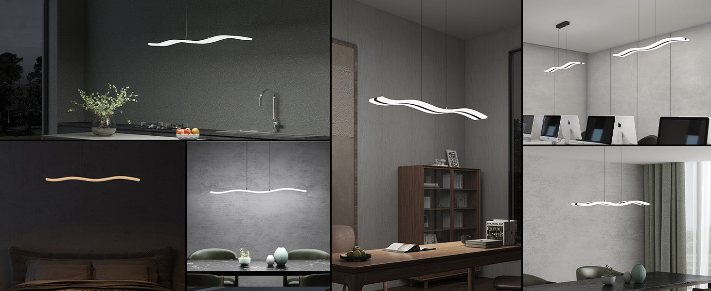 glasvilla Suspension 97cm LED Lampe suspendue Dimmable avec télécommande 3000K/4000K/6000K Câble réglable 36W Plafonnier Alivetta3300