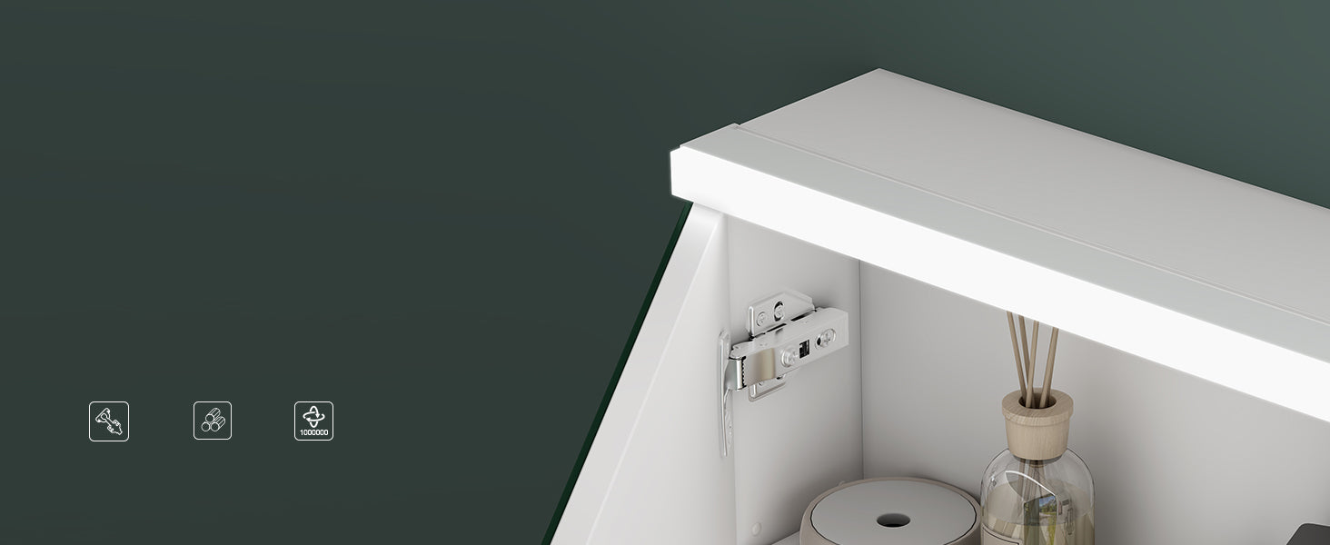 Glasvilla Espejo Armario-03 – Armario espejo de baño con iluminación LED y estantes ajustables (70 cm)