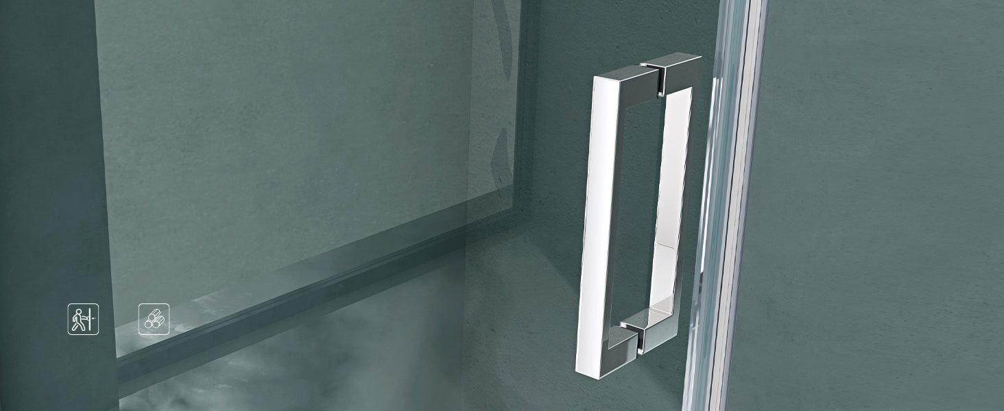 glasvilla Porta Doccia Nicchia in Vetro Trasparente o Strisce Satinato Cabina Doccia in Vetro di Sicurezza ESG Box Doccia con Meccanismo di Sollevamento e Abbassamento Teramo24K+MS D Neu