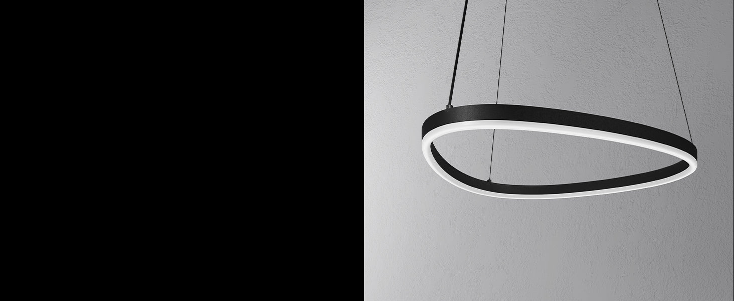 Suspension Glasvilla 50 cm, lampe LED suspendue, design ondulé dynamique, température de couleur réglable 3000K/4000K/6000K, câble 16W, idéale pour salle à manger, salon ou chambre.