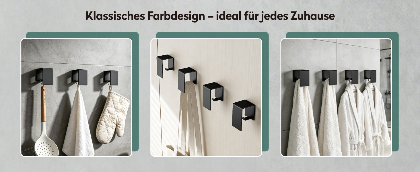 glasvilla Handtuchhaken ohne Bohren, Kleiderhaken Handtuchhalter selbstklebend , Badetuchhalter Wandhaken für Bad und Küche,  Tavrin-01