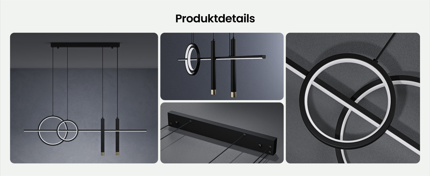 glasvilla Suspension 100cm LED Luminaire suspendu Design linéaire 3000K/4200K/6000K Câble réglable 30W Suspension Alivetta2256