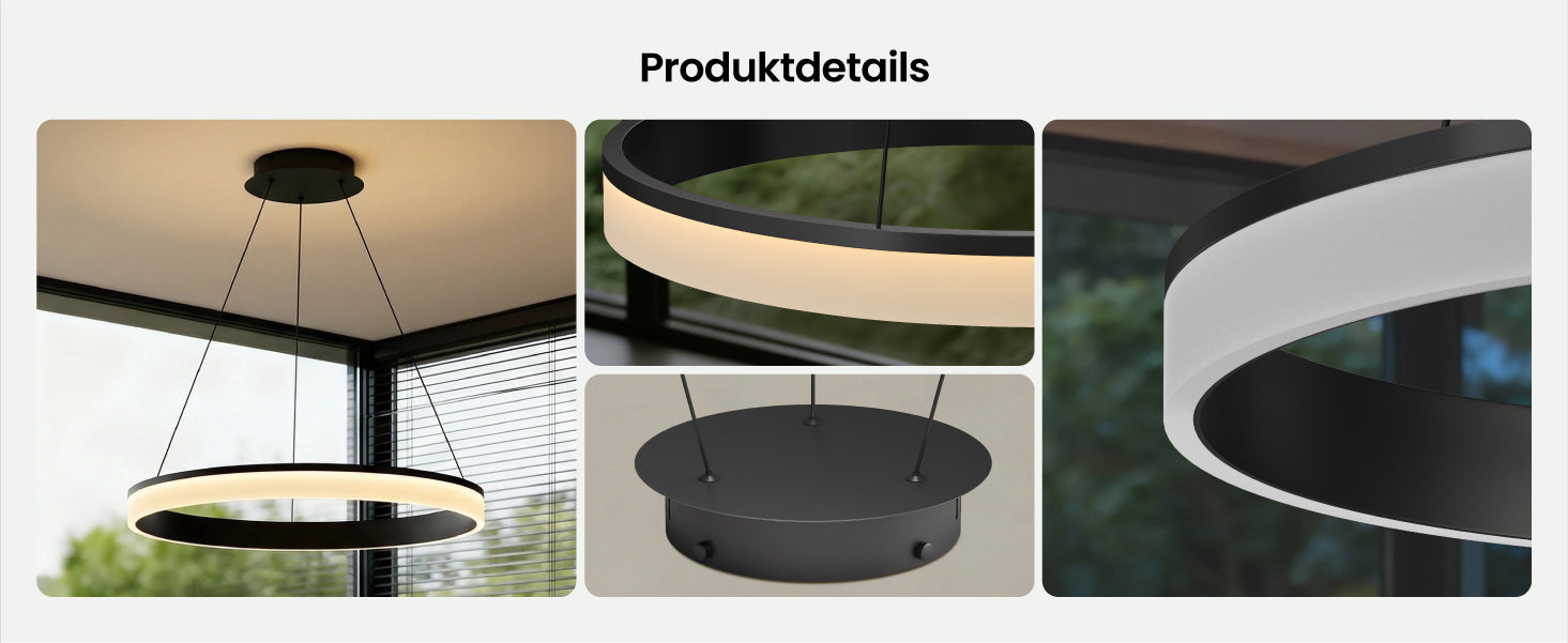glasvilla Pendelleuchte Esstisch, LED Hängelampe, stufenlos dimmbar 3000K–6000K, höhenverstellbare Esstischlampe mit Fernbedienung & Wandschalter Luvina02