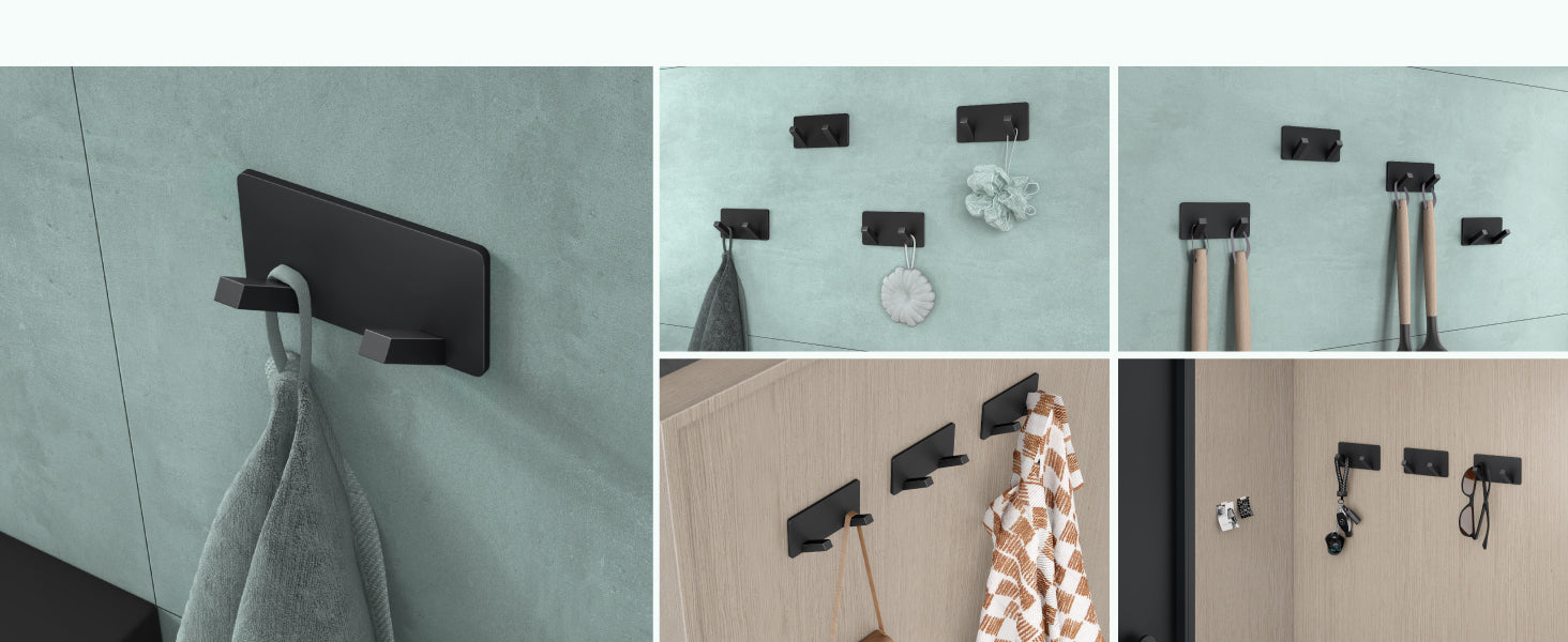 glasvilla Wandgarderobe Wandhaken aus Aluminium Garderobe mit klappbaren Haken Garderobenleiste Garderobenhaken Kleiderhaken Stalo-04+05
