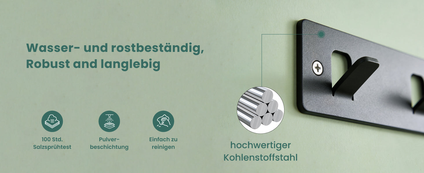 glasvilla  Kleiderhaken ohne Bohren Wandgarderobe Wandhaken mit 5 Haken Garderobenleiste Garderobenhaken  Stalo-14