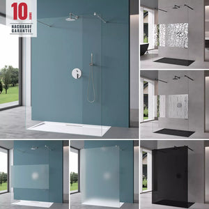glasvilla Box Doccia Walk-in in Vetro 10 mm Parete Doccia in Vetro di Sicurezza ESG con Rivestimento Nano Box Doccia con Stabilizzatore Rettangolare Bremen02+2