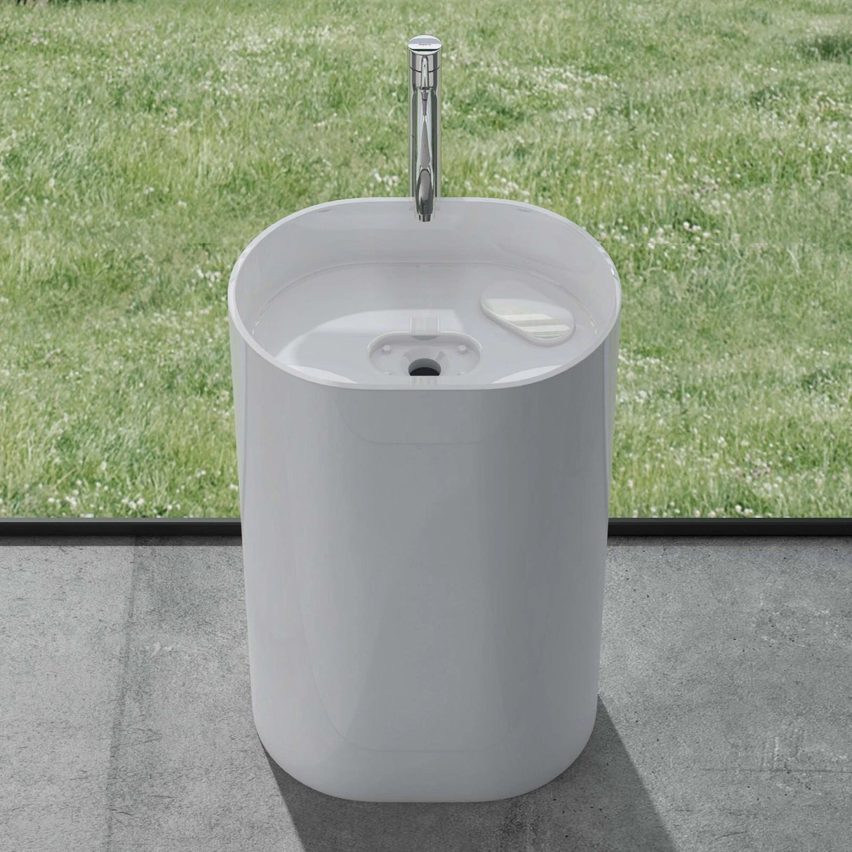 glasvilla Design Standwaschbecken freistehend Col45 weiß, aus Mineralguss, Waschtisch, BTH: 52x38x85cm