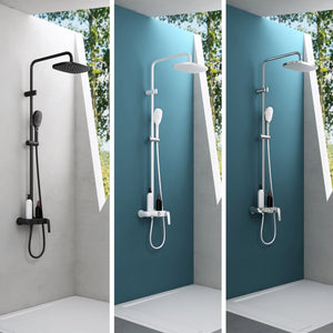 sistema de ducha glasvilla con ducha de mano y de cabeza, ducha de lluvia, grifería de ducha con juego de soporte de pared