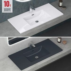 Lavabo de Encastre Glasvilla Colossum02 Mineral Cast Rectangular Minimalista