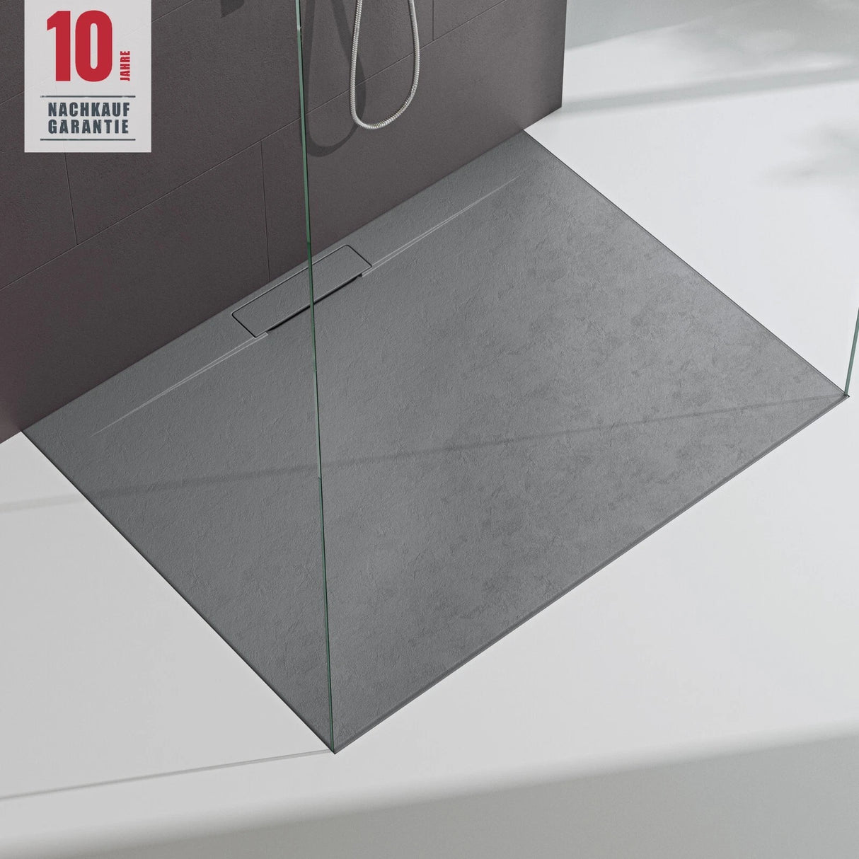 glasvilla Duschwanne Duschtasse für Duschkabine flach Rechteckig Beton-Grau aus hochwertigem Mineralguss Lyra