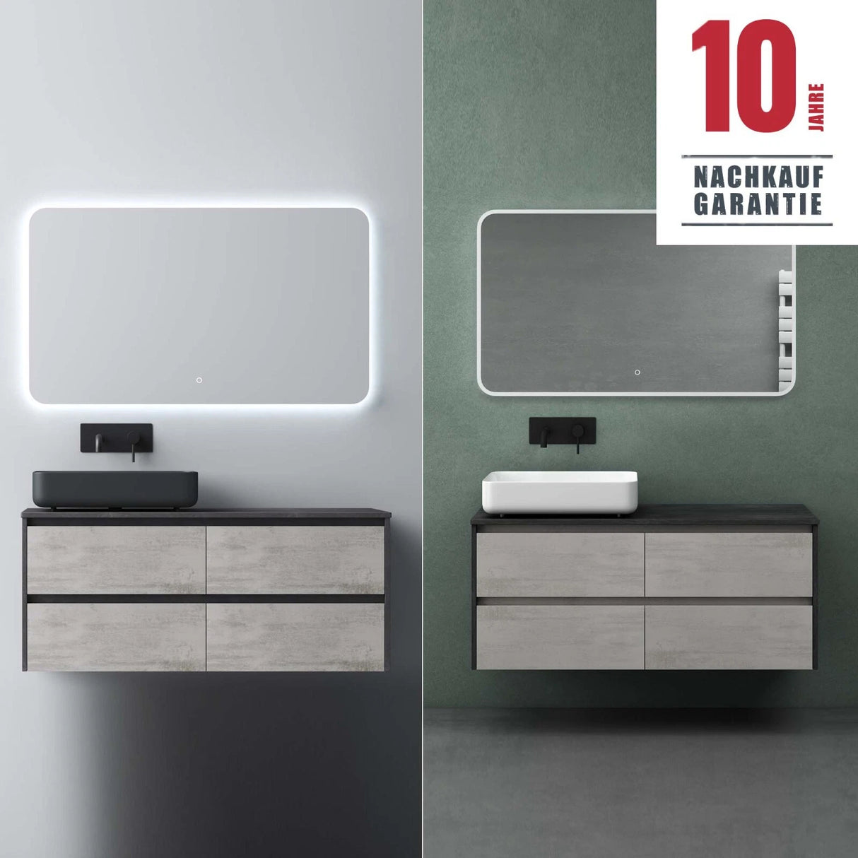 glasvilla Badmöbel-Set Waschbeckenunterschrank mit 2-Schubladen inkl. Waschbecken Normal