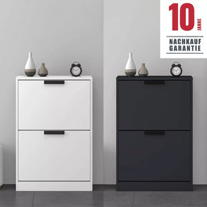 Glasvilla – Zapatero estrecho con sistema abatible, push-to-open y soft-close (60×28×89 cm)