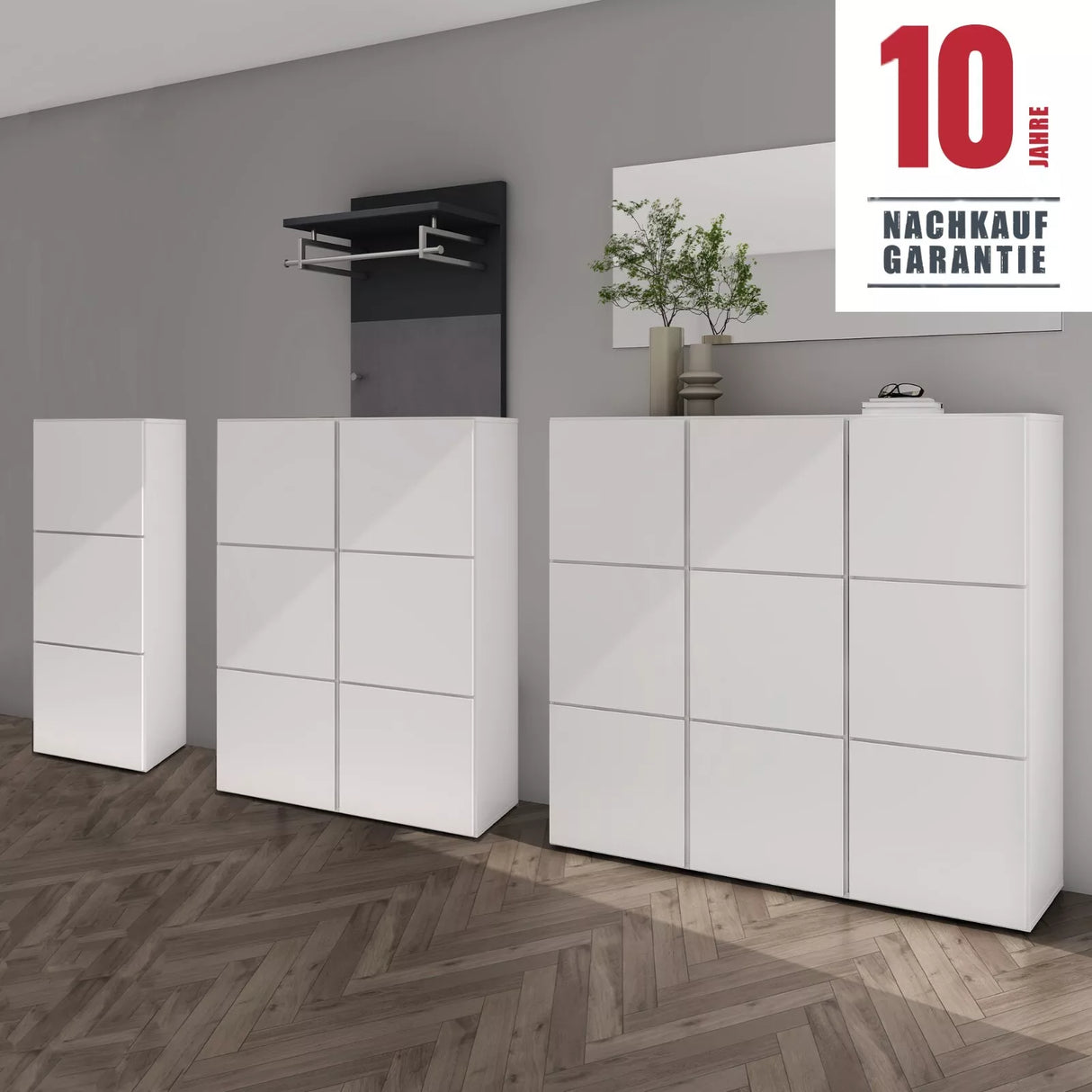 glasvilla Schuhschrank Schuhkommode mit 3 Schränken BTH: 45x36x120 cm Schuhregal Möbel Schuhschrank02