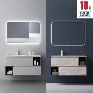 glasvilla Mobile Bagno Sospeso Mobinetto da bagno con Specchio e Lavabo da Marmo fuso, Gemini