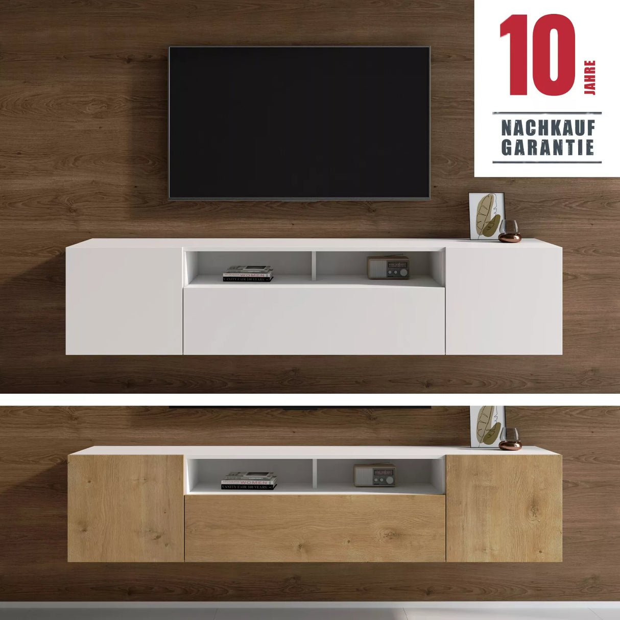glasvilla TV Schrank Fernsehschrank 3 Türen mit Soft-Close Lowboard Hängeschrank Fernsehtisch für Wohnzimmer Fernsehschrank03