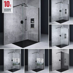 glasvilla Duschwand para ducha Duschabtrennung Walk-In ESG-Sicherheitsglas 10mm NANO Glas BRAM1&BRAM3 Bremen2 Schwarz