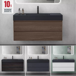 set de muebles de baño glasvilla 120cm lavabo mueble de lavabo con armario profundo