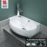 glasvilla Waschbecken Gäste WC Aufsatzwaschbecken Hängewaschbecken aus Keramik mit NANO, BTH: 42x28x15cm, Brüssel001