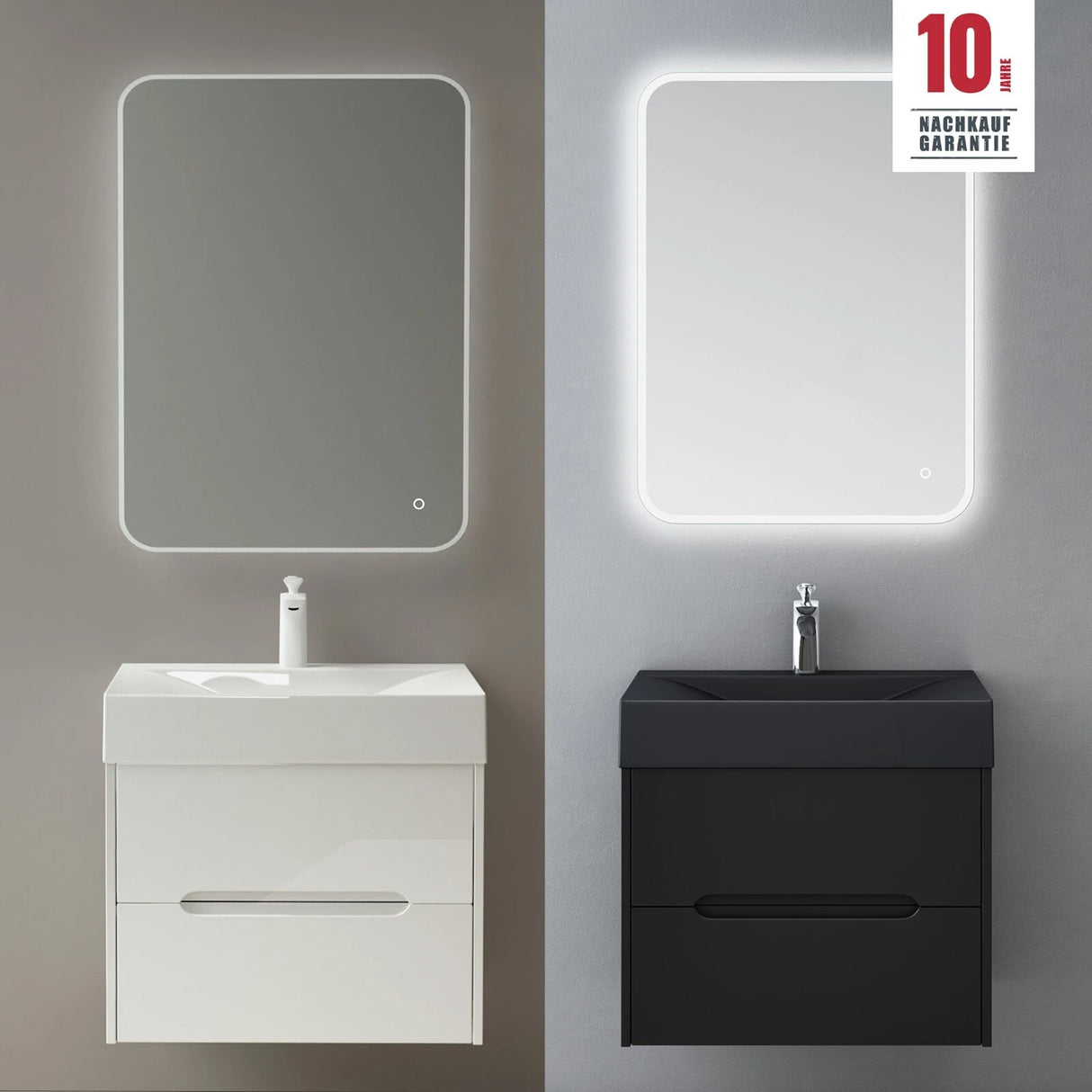 glasvilla Badmöbel-Set  Badezimmermöbel Waschbeckenunterschrank mit Softclose Schubladen inkl. Mineralguss Waschbecken Yoga