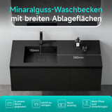 glasvilla Design Badmöbel Set Waschtisch mit Unterschrank Waschbeckenunterschrank 120cm mit Softclose Schubladen inkl. Mineralguss Waschbecken Santa