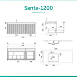 glasvilla Design Badmöbel Set Waschtisch mit Unterschrank Waschbeckenunterschrank 120cm mit Softclose Schubladen inkl. Mineralguss Waschbecken Santa