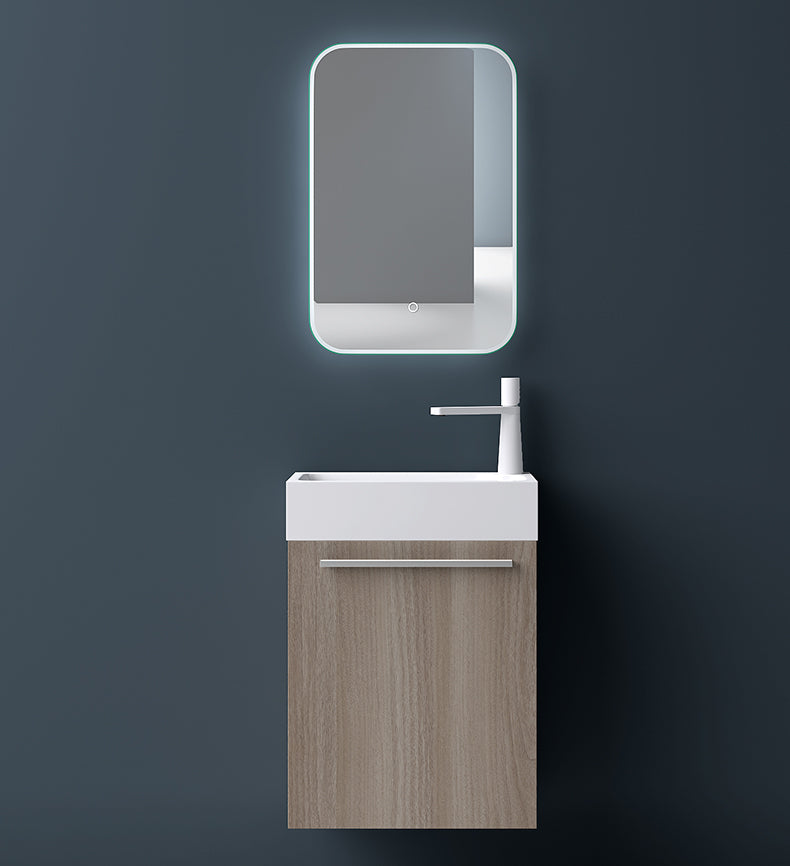 glasvilla Badmöbelset Kleiner Waschbeckenunterschrank 46 cm Unterschrank mit Weiß Waschschbecken aus Mineralguss für Gäste-WC Pisa