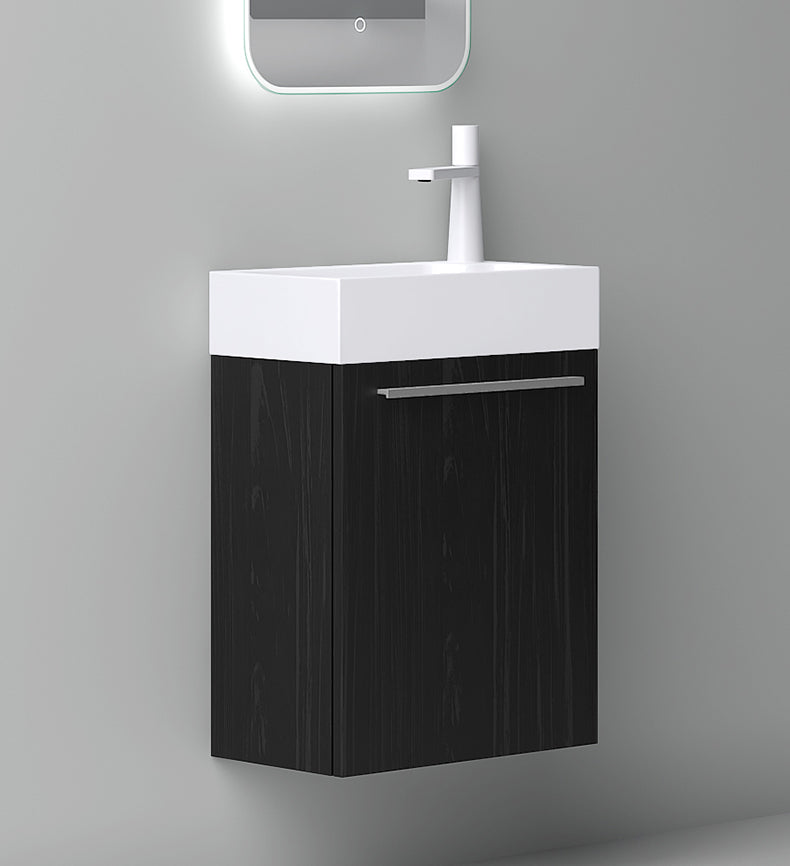 glasvilla Badmöbelset Kleiner Waschbeckenunterschrank 46 cm Unterschrank mit Weiß Waschschbecken aus Mineralguss für Gäste-WC Pisa