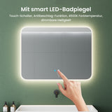 Glasvilla Design Espejo LED de Baño con Touch y Antivaho – Luz Regulable con Memoria Premium